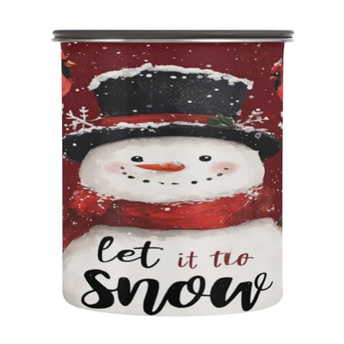 Contenedor para café 500ml con tapa negro y diseño de muñeco de nieve
