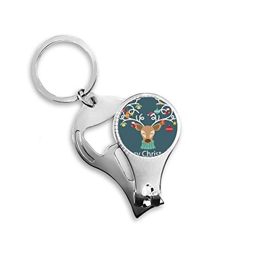 Cadeau de Noël porte-clés élan béquilles multifonction décapsuleur métal
