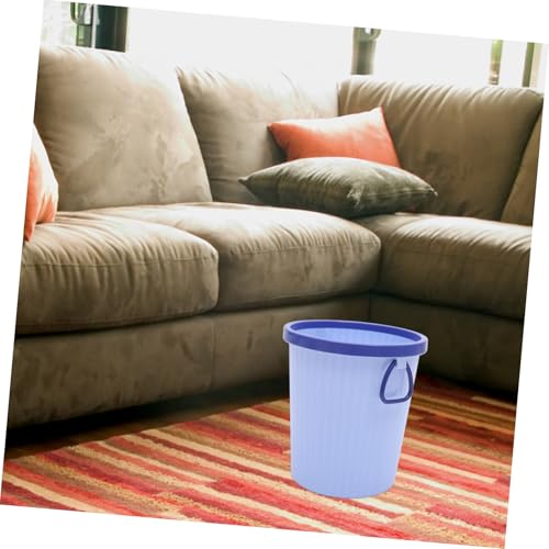 Image of Holibanna Compact Round Plastic Trash can with Handles for Bathroom, Kitchen, Office, and Bedroom - Small 1.6 Gallon Waste Basket Organizer (Blue, 8.46 X 6.69 X 9.64 Inches)