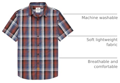 Image of Dubinik Mens Short Sleeve Button Down Shirts Soft Breathable Summer Vintage Regular Fit Lightweight Men's Casual Shirt