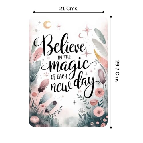 Image of Zesta Bathroom Decor Items Washroom Decor Tin Sign | Aesthetic Posters Wall Poster for Bedroom | Magnetic Cafe Decoration Items / Restaurant Decorations Items | Quirky Home Decor Bar Accent (Believe in Magic)