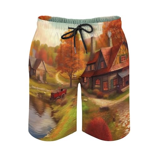 Autumn Village Mens Swim Trunks Summer Beach Shorts Quick Dry Swimming Shorts Funny Swimwear Bathing Suits3