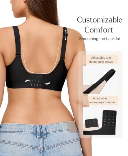 Popilush Wireless Comfortable Bras Womens Deep V Neck Black XXL - image 3