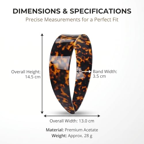 VelvetGlow Large bandeau en acétate aspect écaille pour femmes, 3,8 cm de large, antidérapant, polyvalent (écaille foncé) – vue 2