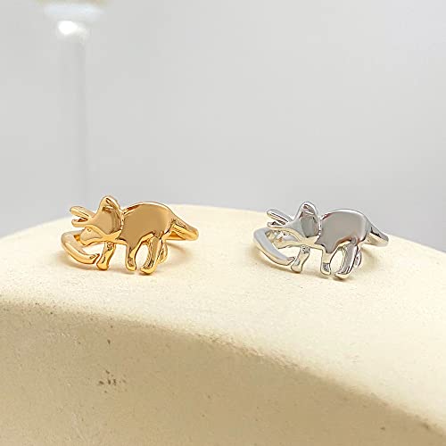 4 Pcs Butterfly Knuckle Stacking Rings Set Knuckle Heart Lightning Dinosaur Adjustable for him and her Couples Friendship Best Friends Matching Promise Love Wedding Jewelry-Gold Dinosaur