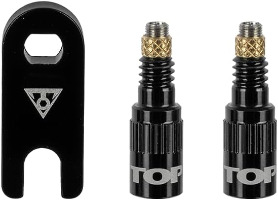 Topeak TurboFlow Valve Adapter – High-Flow Presta Valve Adapter for Tubeless Tires, AL CNC Construction, Increases Airflow Efficiency, Includes Presta Valve Core Tool (TFV-08)