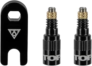 Topeak TurboFlow Valve Adapter High-Flow Presta Valve Adapter for Tubeless Tires, AL CNC Construction, Increases Airflow Efficiency, Includes Presta Valve Core Tool TFV-08
