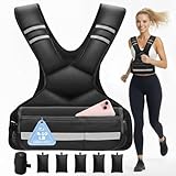 PJ PINJIAN Adjustable Weighted Vest for Men and Women,4-10lb Variable Body Weight Vest for Home Workouts, Running, Rucking, HIIT & Strength Training, Removable Ironsand Weights, Reflective & Pockets