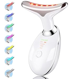 INNOVFINE Neck Face Massager,Face Sculpting Tool,Electric Facial Neck Eye Lift Massage Kit with 7 Color for Skin Beauty Improve Firm Tightening,Facial Massager for Double Chin (White)