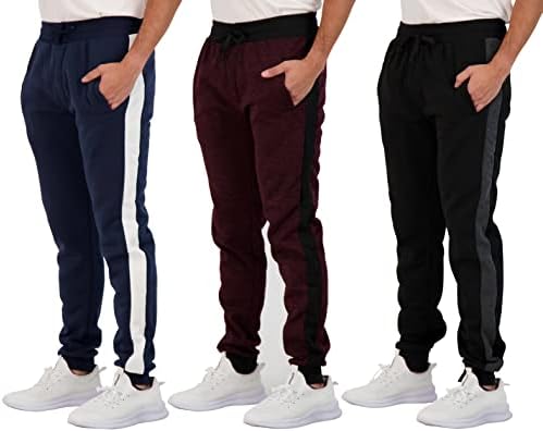 3 Pack Mens Joggers Tech Fleece Active Sports Athletic Training Soccer Track Gym Running Slim Fit Tapered Casual Jogger French Terry Quick Dry Fit Sweatpants Pockets Elastic Bottom,Set 6,XXXL