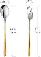 Vista 6 de Buyer Star Juego de 8 cucharas y tenedores de cena, juego de cubiertos de acero inoxidable 1810 con caja de regalo negra, juego de cubiertos