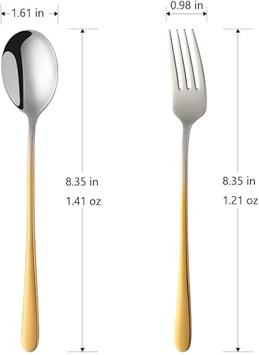 Miniatura 6 de Buyer Star Juego de 8 cucharas y tenedores de cena, juego de cubiertos de acero inoxidable 1810 con caja de regalo negra, juego de cubiertos de