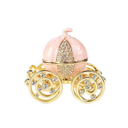 QIFU Classical Pink Pumpkin Carriage Enamel Trinket Box Hinged, Unique
