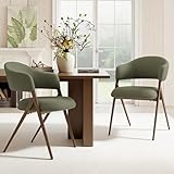 COLAMY Dining Chairs Set of 2, Modern Fabric Upholstered Dining Room Kitchen Side Chairs with Iron Legs, Open Back and Padded Seat, for Living Room/Restaurant/Cafe, Green