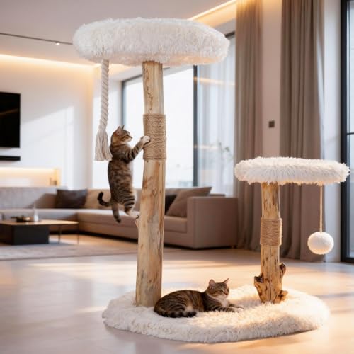 Torre moderna para gatos interior madera sólida 33 pulg miniatura 5