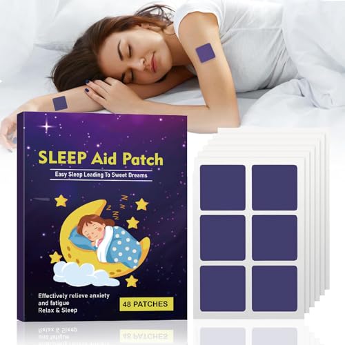 mercham 48Pcs Sleep Patches for Adults & Kids Natural Sleep Support Patches for Deep Sleep Improve sleep Quality & Fall Asleep Quickly Sleep Aid Stickers for Men & Women Skin Friendly
