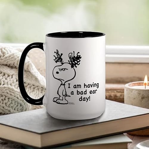 Cafepress Snoopy: Bad Ear Day Large Mug Mugs Ceramic Coffee Mug, Tea Cup 15 Oz #TOP2
