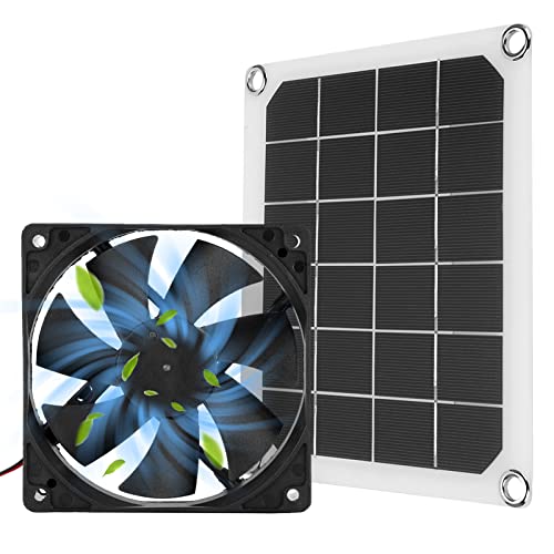 Ejoyous Solar Powered Exhaust Fan, 6V 10W Solar Panel, USB Solar Panel, Greenhouse Fan for RV, Pet House, Chicken House