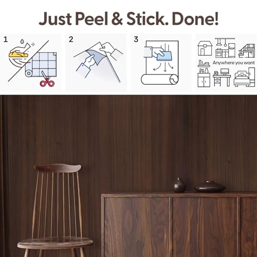 NEROLI HOME Dark Brown Wood Contact Paper, 17.3" x 197" Peel and Stick Waterproof Wallpaper, Wood Grain Vinyl Wrap for Kitchen Cabinets, Countertops, Furniture DIY by NEROLI HOME - Image 9