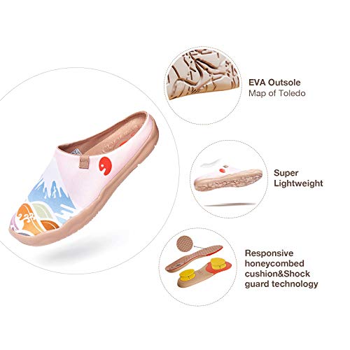 Image of UIN Slipper Woman Travel Art Painted Shoes Wide Toe Casual Home Slip On Mules Malaga