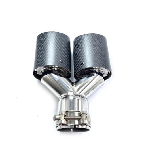 Tubo de escape doble de acero inoxidable con acabado estilo fibra de carbono para automóvil 6