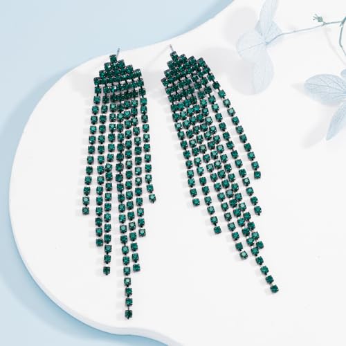SELOVO Dangling Earrings for Women Long Dangle Crystal Rhinestone Prom Earring2