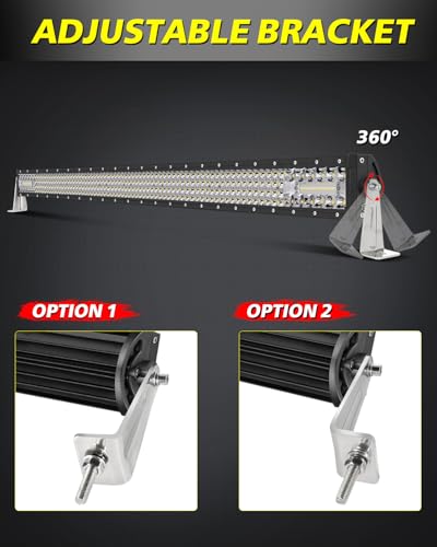 Image of Light Bar Brackets Universal Side Mounting Brackets Kit | Heavy Duty Stainless Steel Light Bar Brackets for Straight or Curved LED Light Bar Up to 54 Inch - 8MM Hole