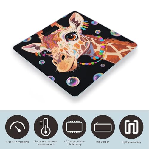 Báscula digital artística jirafa con pantalla retroiluminada miniatura 3