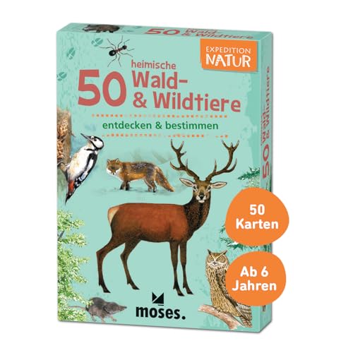 moses. Expedition Natur - 50 heimische Wald- und Wildtiere, Entdeckerkarten zur Bestimmung von Tierarten, Outdoor-Spielzeug für Kinder ab 6 Jahren