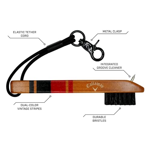 Callaway Heritage Wood Golf Club Brush with Groove Cleaner, Black/Red - image 2