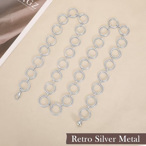 WERFORU Women Multilayer Gold Silver Metal Link Body Chain Belt Ladies Waist Chain Belts for Jeans Dress3