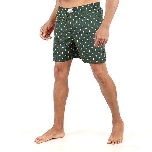 Image of ALPHABETS Men's Cotton Regular Striped Boxer Briefs (Pack of 3) Blue, Dark Green, Red