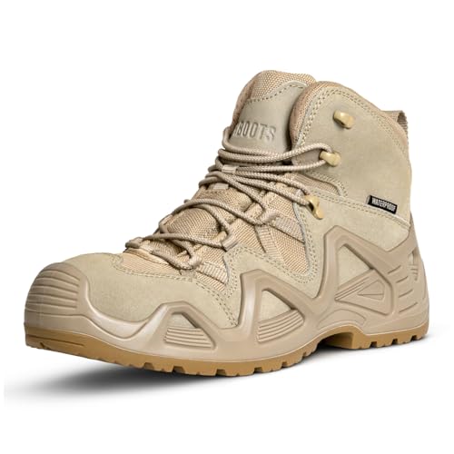 Tactical Men's Hiking Boots - Waterproof, Durable, Lightweight, 6 Inch, Military, Combat, Desert...