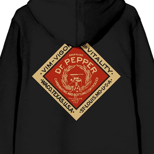 Bioworld Dr. Pepper Vintage Diamond Logo Men's Black Zip-Up Hoodie4