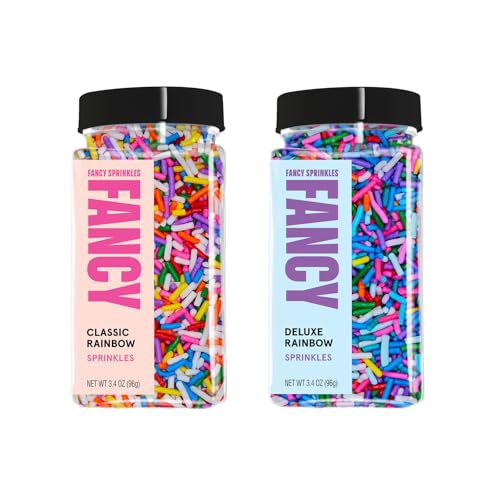 Image of Fancy Sprinkles Sundae Best Sprinkle Set | Classic & Deluxe Rainbow Crunchy Jimmies | Ice Cream, Cake, Cupcake & Cookie Decorating | Birthday & Summer Parties | 2 Pack (0.5c)