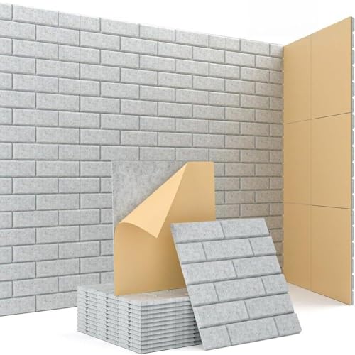 Vibsky Paneles de pared aislantes de sonido hechos de fieltro de poliéster, azulejos acústicos de 30 x 30 cm para habitación interior, tableros de absorción de ruido compatibles con paredes de hogar