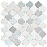 STICKGOO Arabesque Tile Peel and Stick Backsplash, 12”X12” Backsplash Tile for Kitchen Peel and Stick, Self Adhesive Wall Tile Stick on Tiles (Thicker Design, Light Tones)