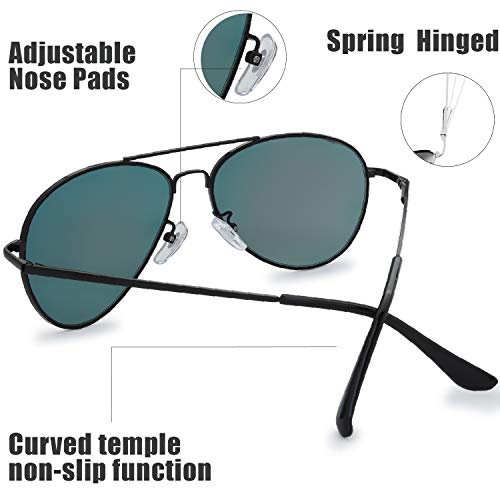Image of The Fresh Classic Aviator Sunglasses for Men Women, Metal Frame Mirror Lens, Pilot Style, Includes Cleaning Cloth, Pouch