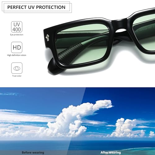 Rectangle Sunglasses for Women Men Retro Fashion Chunky Sun Glasses Square Frame Shades UV400 Protection3