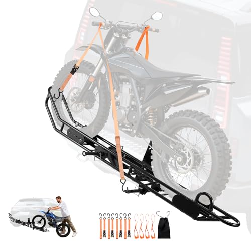 VEVOR Motorcycle Carrier 500 lbs Capacity Heavy Duty Steel Hitch Mount Rack with Anti-Tilt Lock Device Straps & Stabilizer Scooter Dirt Bike Trailer Hauler for Car Truck with 2-Inch Hitch Receiver