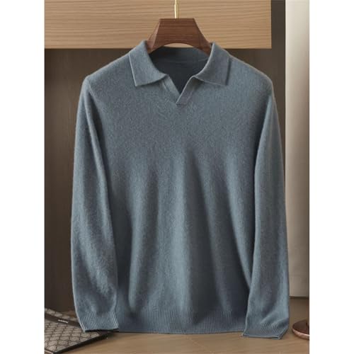 Men 100 Percent Cashmere Sweater Lapel Pullover Casual Winter Simple Knitted Soft Clothing Top2