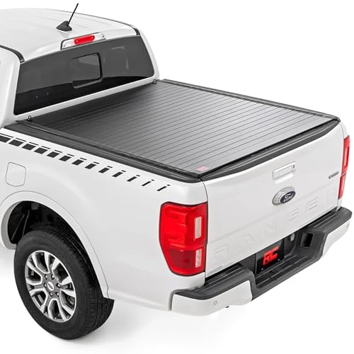 Image of Rough Country Hard Roll-Up Bed Cover for Ford Ranger (2019-2023) - Aluminum Truck Bed Cover, Fits 5' Bed