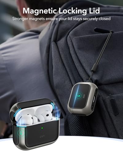 Image of ESR for AirPods Pro 3 Case, Compatible with AirPods Pro Case 3rd Generation (2025), Compatible with MagSafe, Full Drop Protection Cover with Lanyard, Titanium