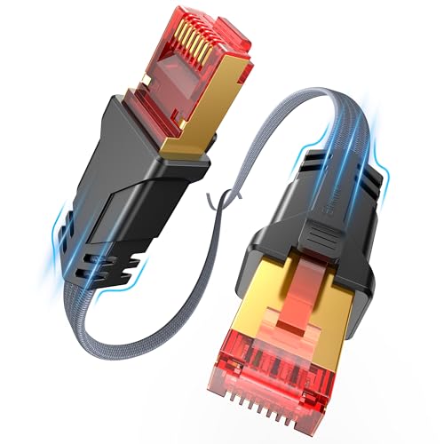 Snowkids Cat 8 Ethernet Cable 15 FT, Braided Heavy Duty High Speed Internet/LAN/Network Cable, 40Gbps 2000Mhz, Indoor and Outdoor Flat Patch Cord RJ45 Connector for Gaming PC PS5 Xbox Modem Router
