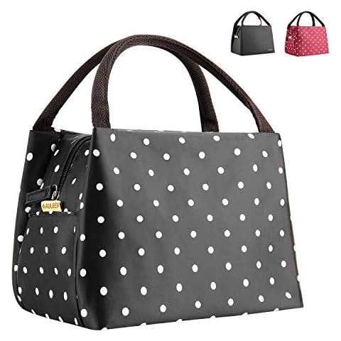 AULEEP Portable Lunch Bag Lunch Bag Tote for Men Women Children |Lunch Organizer for Work School Travel (Black Wave Point) Cover