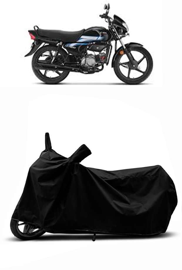 Image of Sheild Heavy Duty Waterproof Scooty & Bike Cover for Hero Hf 100 - UV Resistant, Dustproof & Rain Protection, All-Weather Outdoor Cover for Bikes & Scooty with Buckle Straps(Black)