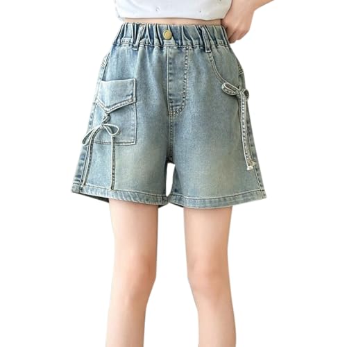 Girls Jorts Baggy Bermuda Cargo Jean Shorts Kids Stretchy Wide Leg Y2K Short Pants Youth Knee Length Denim Shorts with Pocket