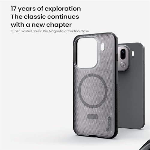 Image of Nillkin Super Frosted Shield Pro Magnetic Case for Oppo Find X9 Pro Hard Back Soft Border (PC + TPU) Shock Absorb Cover Raised Bezel Camera Protect PC (Black Transparent)