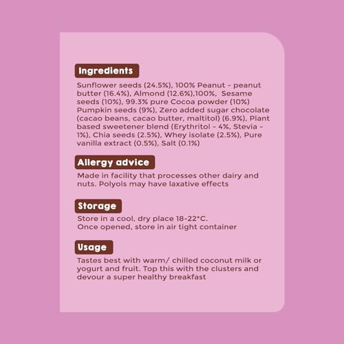 Image of Kilobeaters Clusters Muesli, Low Carb Breakfast Cereals With High Protein, No Added Sugar, Diet Food, Raw Cacao (400 gm) Pack of 1