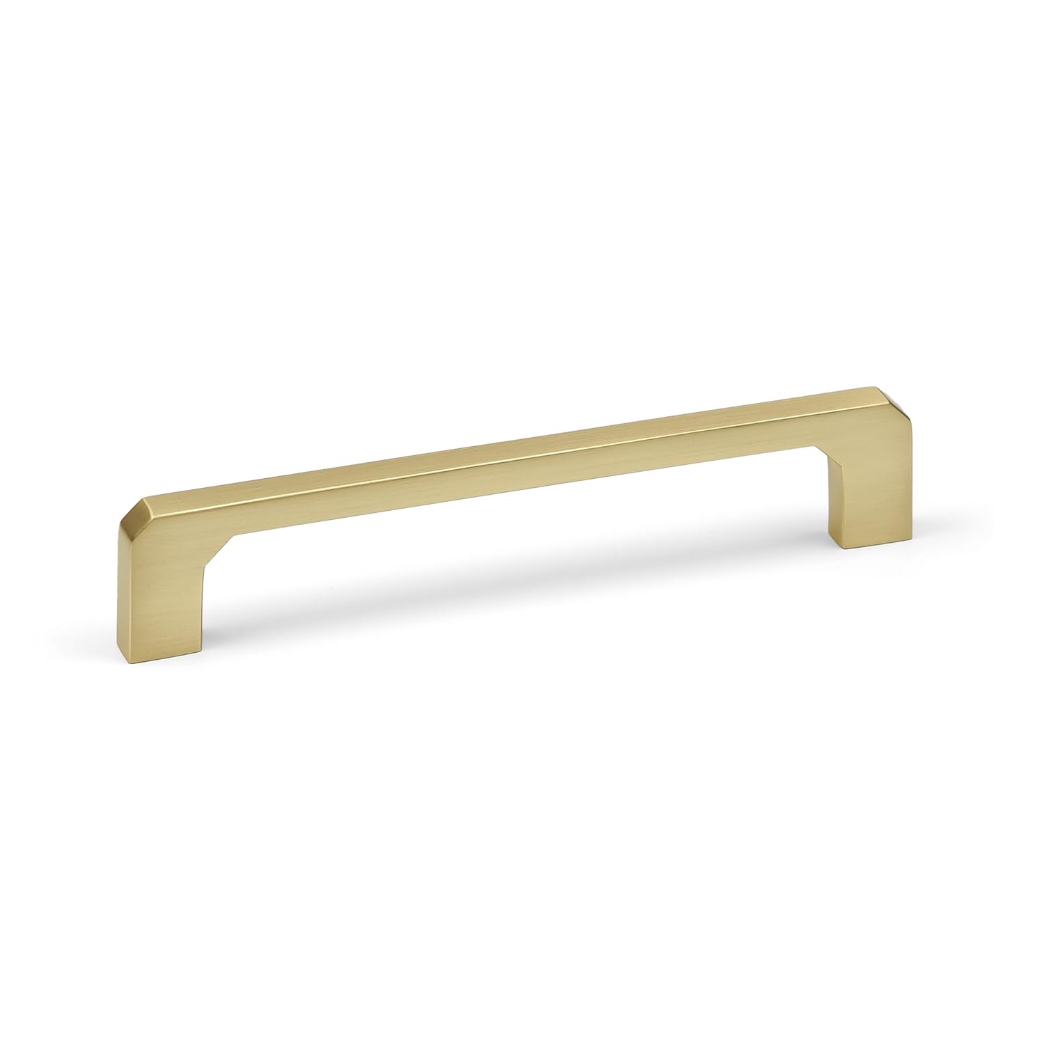 Handle & Home Brushed Brass 128Mm Cabinet Handle Slim Gold Cut Corners Door Drawer Cupboard Pull